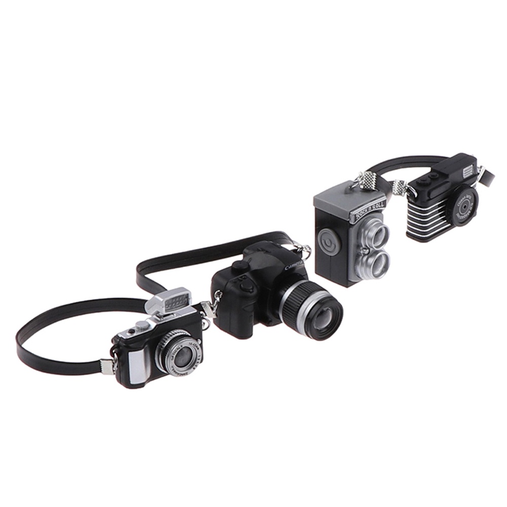 Miniature Dolls Camera Toys 1:12 Scale Mini SLR With Strap Dollhouse Accessories