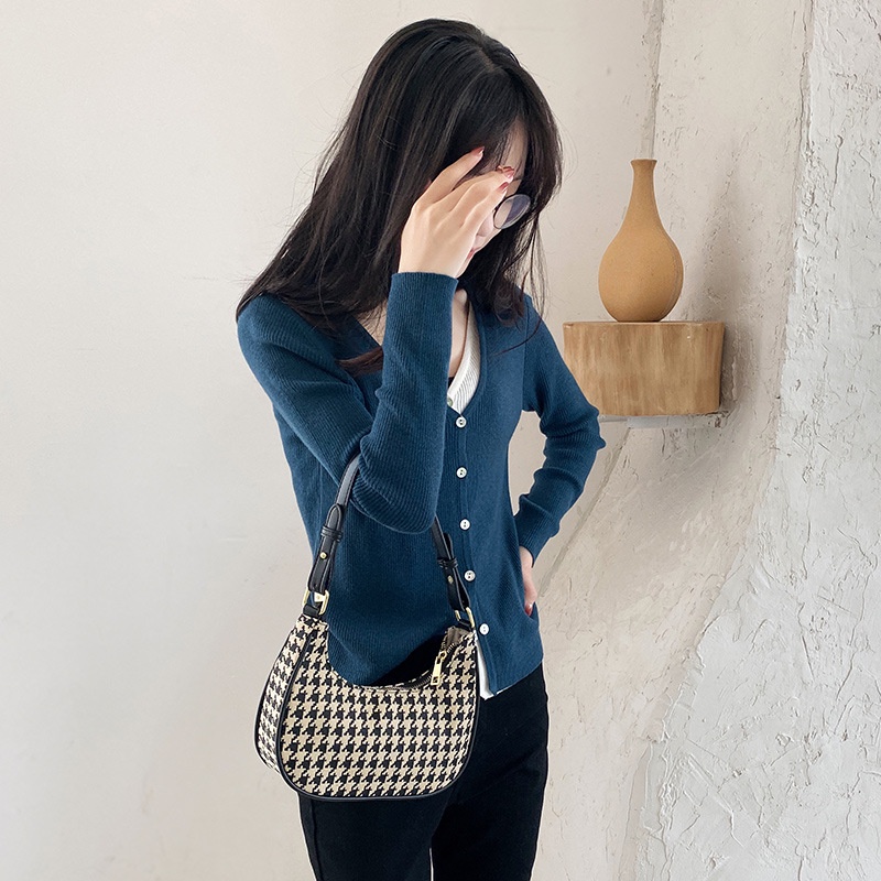 Túi kẹp nách túi đeo vai nữ kẻ da dạ én HQ 414