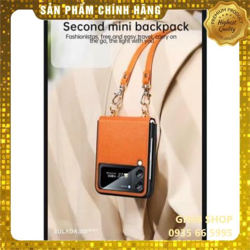 Ốp lưng Chính Hãng Sulada Da Kèm Dây Thời Trang cho Samsung Galaxy Z Flip 3