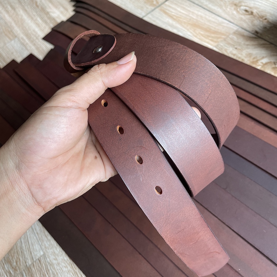 Dây Nịt Da Bò Thắt Lưng Nam Da Bò Sáp Ngựa Điên Không Mặt Khóa D259 Bản Rộng 3.4cm và 3.7cm