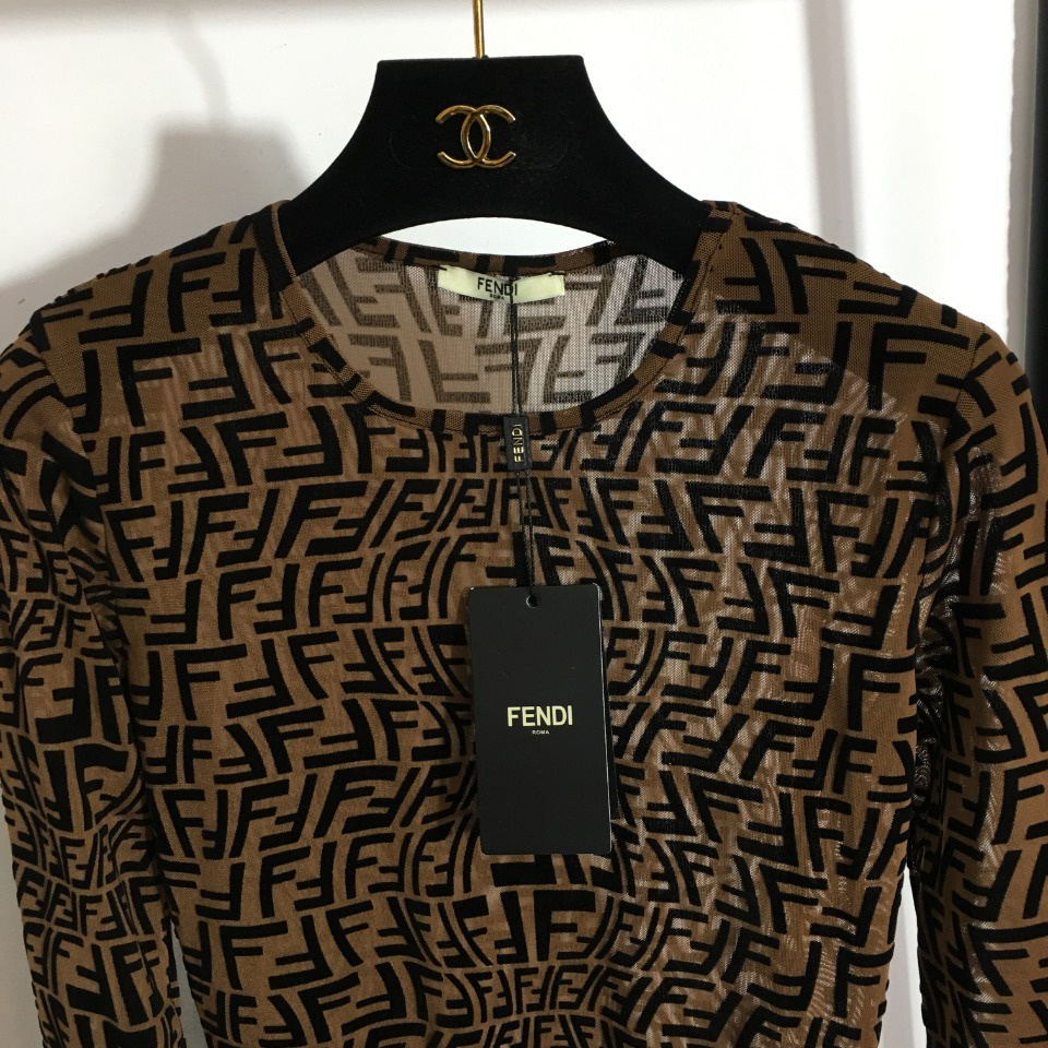 Áo liền thân nữ thời trang cao cấp Fendi thiết kế phá cách phong cách thời thượng