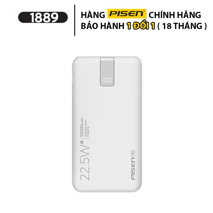 Sạc Dự Phòng Pisen Pro All 10000mAh 22.5W Sạc Nhanh Màn Hình Led Hiển Thị Điện Tử - BẢO HÀNH 18 THÁNG 1 ĐỔI 1 - TS-D279