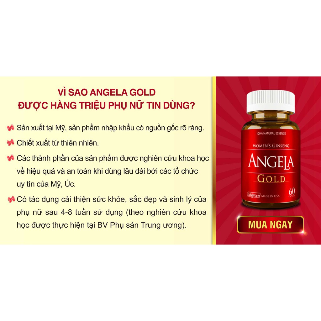 Sâm Angela Gold Hộp 60 Viên, Sinh Lý Nữ, Chính Hãng, Nội Tiết Tố, Full Tích Điểm - Kaisa.vn