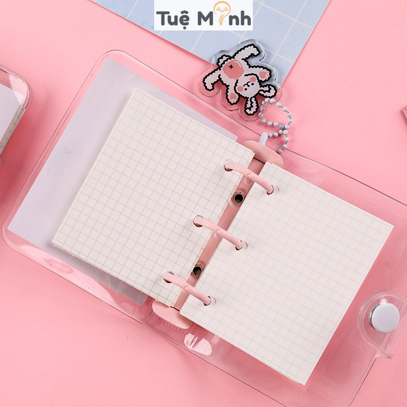 Sổ còng mini 3 chấu màu Pastel bìa nhựa dẻo 6x8cm, ruột thiết kế layout nhiều mẫu