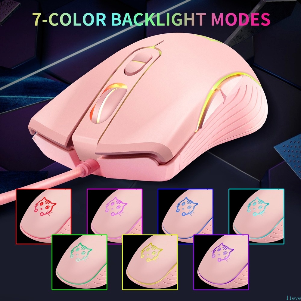 Chuột Máy Tính Có Dây 6 Nút Bấm Màu RGB Không Tiếng Ồn Dùng Để Chơi Game