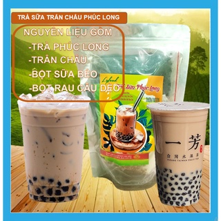 Set nguyên liệu nấu trà sữa trân châu phúc long 450gr lyfood