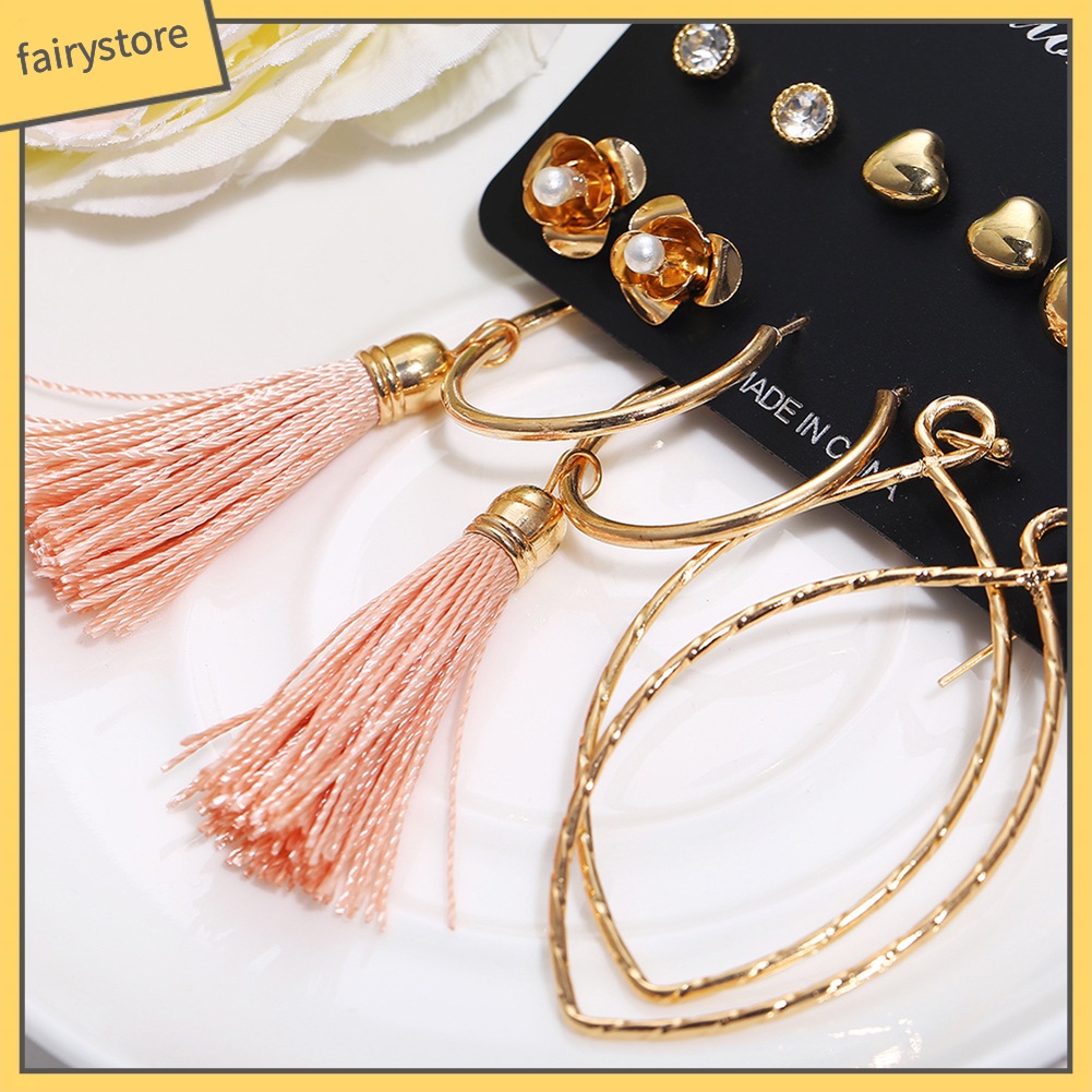 Set 6 Đôi Bông Tai Nhiều Kiểu Dáng Thời Trang Cho Nữ