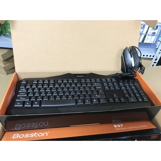 Combo Bàn phím chuột BOSSTON 837 Led 7 màu
