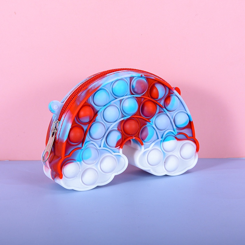 Pop It Túi Đeo Vai Đựng Điện Thoại Đeo Vai Hình Đám Mây Cầu Vồng Dễ Thương Cho Bé