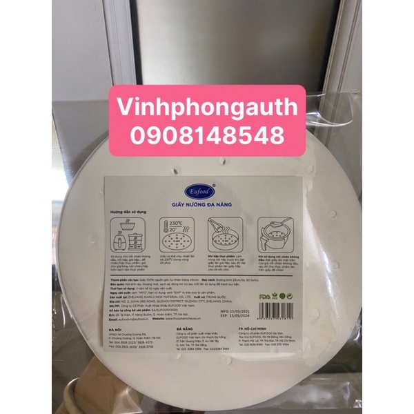 Giấy nướng đa năng cho nồi chiên không dầu nồi hấp Eufood 50 tờ/size ( nhỏ 20cm, lớn 23cm)