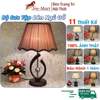  Đèn Ngủ Để Bàn Thân Gỗ Phong Cách Hàn Quốc - Đèn Để Bàn Cao Cấp Đế Gỗ Chao Vải Xếp Ly Kèm Bóng LED 