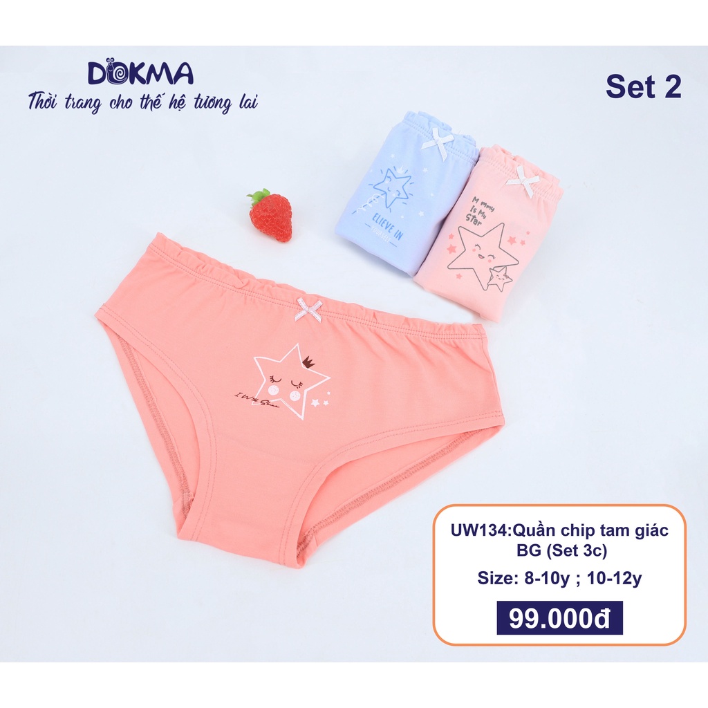 [FREESHIP] Quần Chip cotton tam giác cho bé gái Dokma (Set 3 chiếc) Dokma UW134s