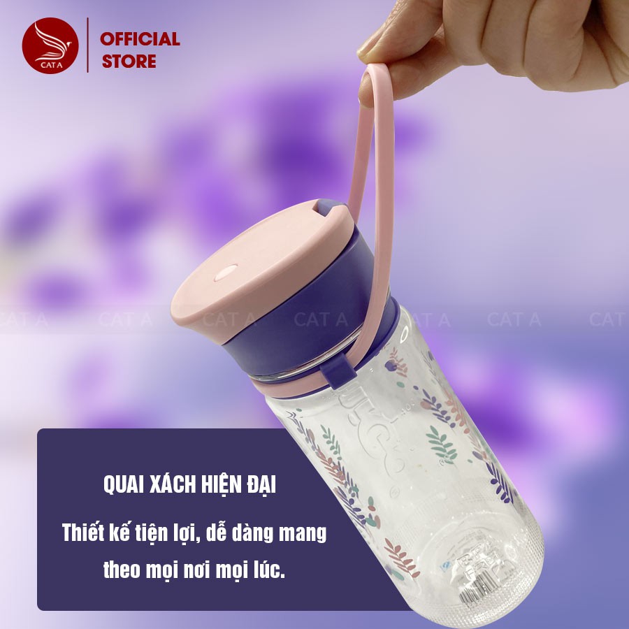 Bình đựng nước bằng Nhựa BPA FREE MIGO Cao cấp  - An toàn, trong suốt, có rây lọc, quai [500ML - 1782]