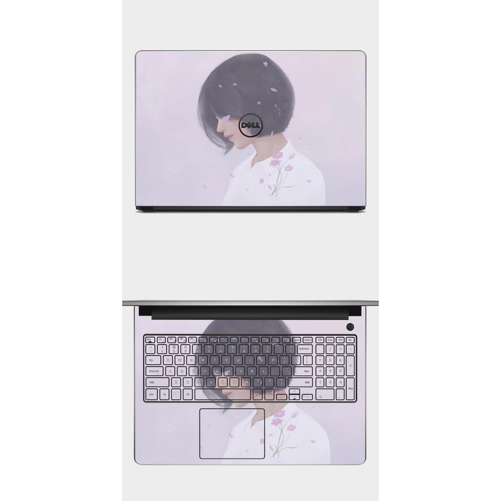 Miếng dán skin laptop mẫu nữ dễ thương decal laptop cho Dell Asus Acer HP Lenovo MSI Thinkpad Sony Vaio in theo yêu cầu