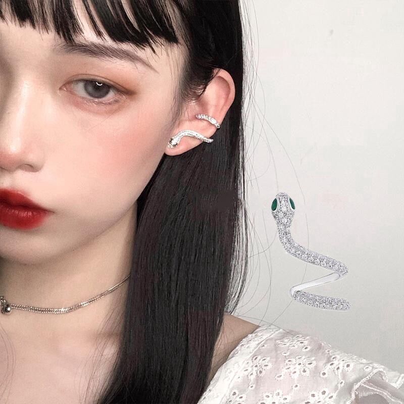 Bông tai mặt hình con rắn 3D phong cách Hip Hop cá tính