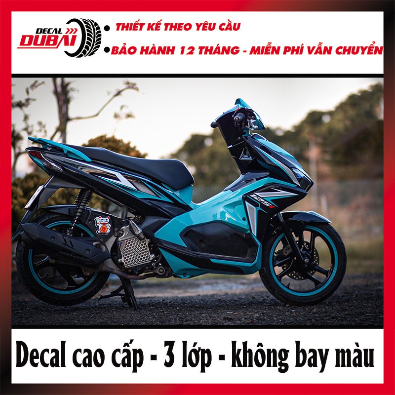 Tem Trùm Xe Airblade Xanh Ngọc Đen Mới Lạ