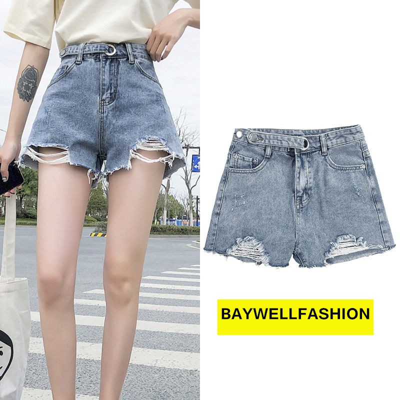 [Baywellfashion]Women's Summer Thin Section High Waist Wide Leg Loose Thin Denim Shorts