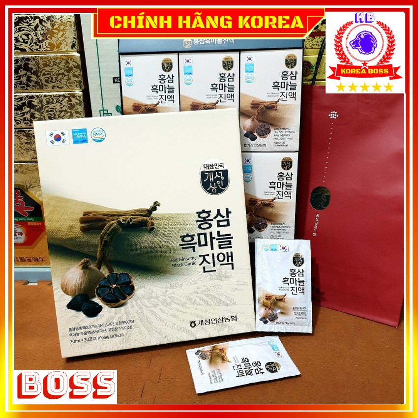 Nước hồng sâm tỏi đen hàn quốc Loại đặc biệt hộp 30 gói, Korea Boss