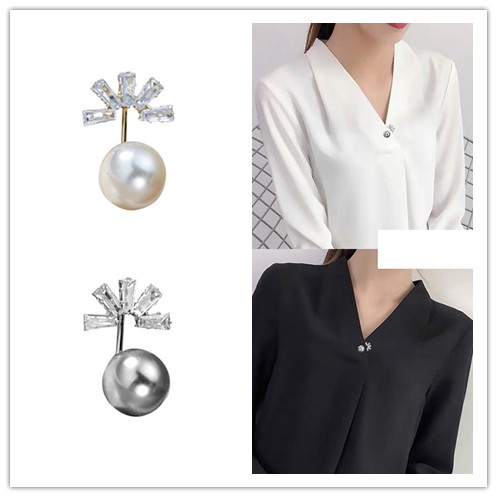 Ghim Cài Áo Đính Ngọc Trai Nhân Tạo Thiết Kế Tinh Tế