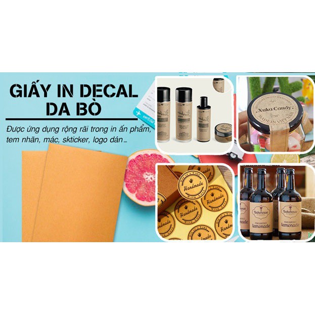 GIẤY DECAL MÀU DA BÒ CAM - KHỔ A5
