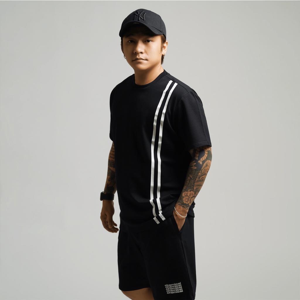 Set bộ nam phối sọc Chemical 2103012 vải Cotton dày dặn, co giãn thoải mái - CUONG STORE