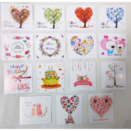 Thẻ đơn, thiệp đơn vuông cảm ơn, chúc mừng sinh nhật hoạt hình dễ thương