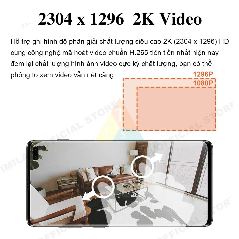 Bản quốc tế Camera giám sát ip Imilab 2k 1296p Xiaomi A1 xoay 360 độ