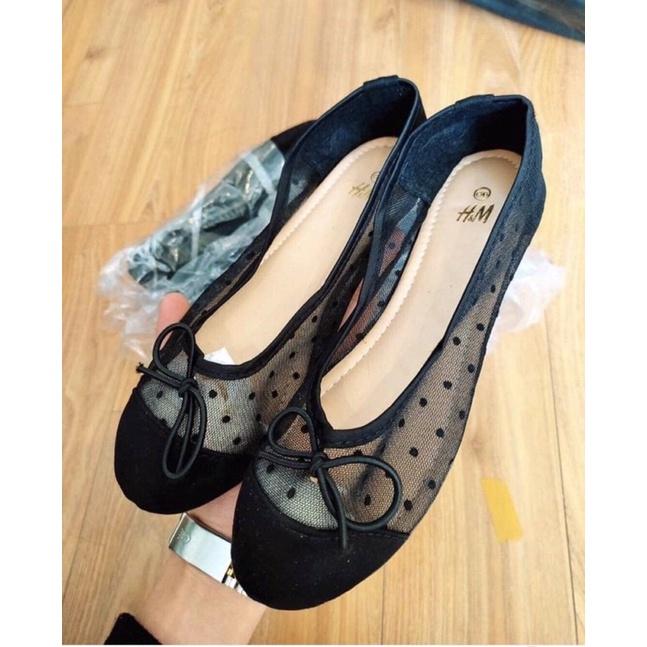 Giầy búp bê lưới nơ bệt size 39