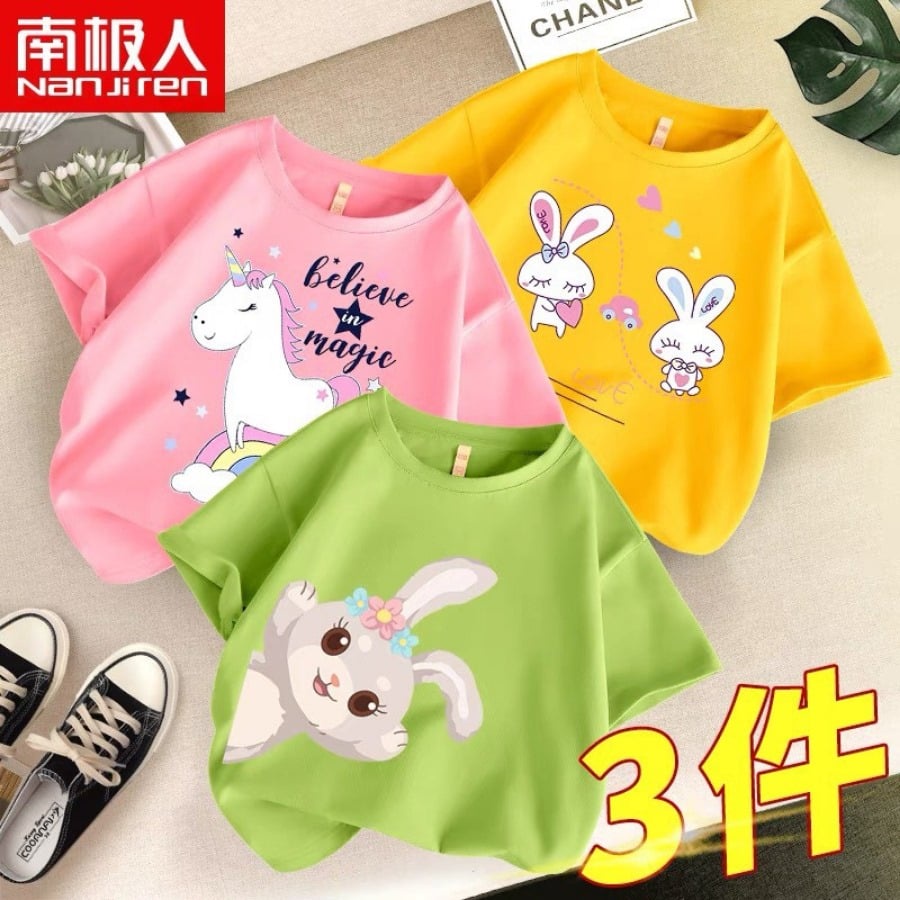 Áo Thun Cộc Tay Cho Bé Gái Chất Liệu Thun Mát Mùa Hè Cho Bé Cân Nặng 12-32Kg Thời Trang Trẻ Em THAOBEKIDS