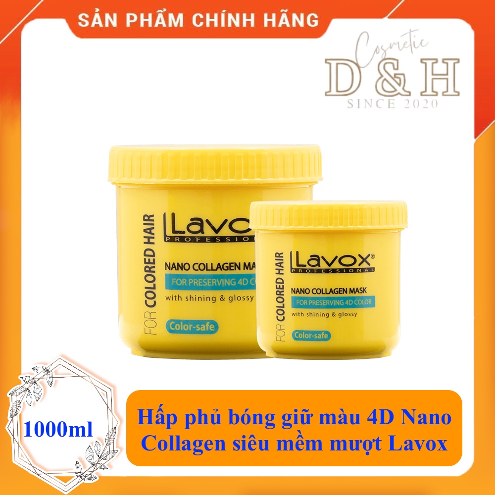 Hấp phủ bóng giữ màu 4D LAVOX NANO COLLAGEN 1000ml siêu mềm mượt