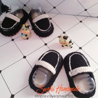 Set Nón + Giày móc len Handmade (size 3-6 tháng)