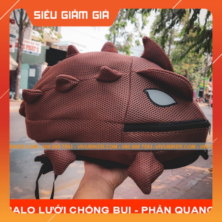 KHO SG-  HOT - Balo hình dạng Khủng Long lưới màu nâu đựng fullface, mũ 3/4, đi phượt siêu cute - Balo rồng đủ màu sắc p