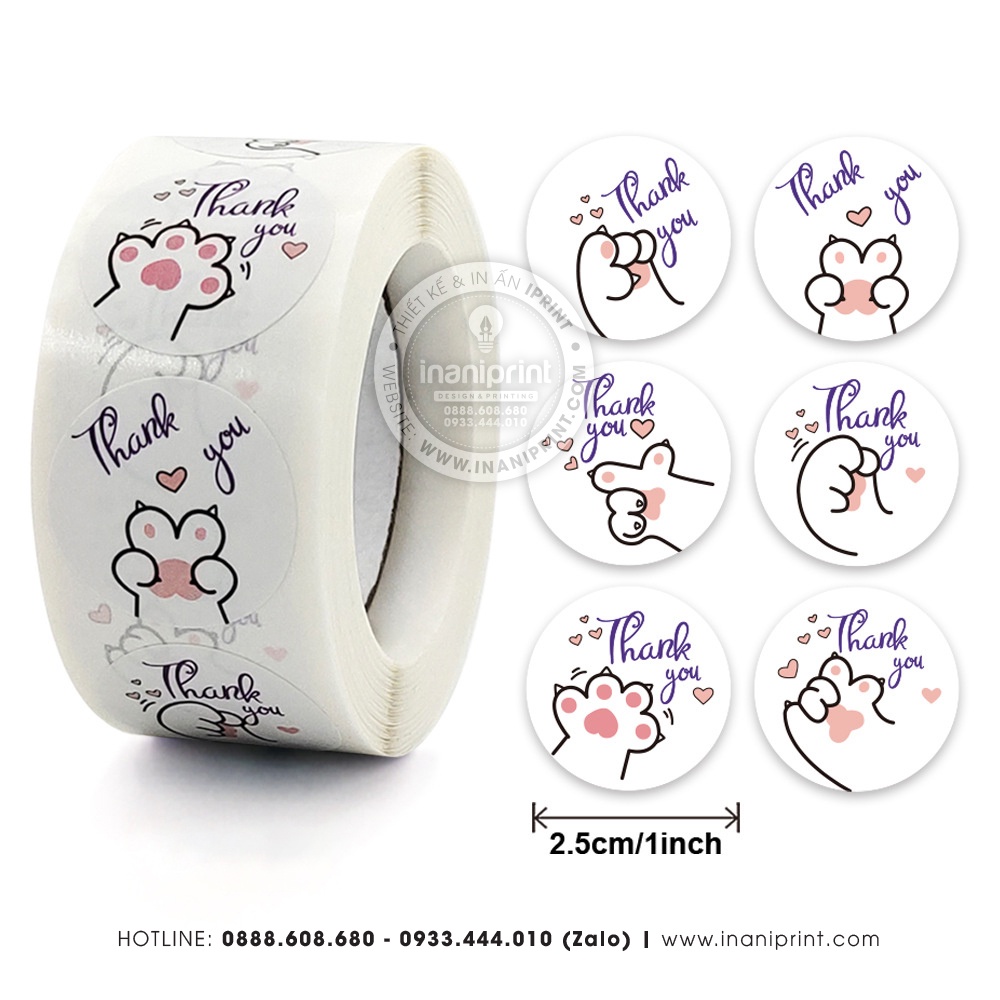 STICKER CUỘN 500 TEM - STICKER CẢM ƠN DÀNH CHO SHOP BÁN HÀNG - STICKER CUTE