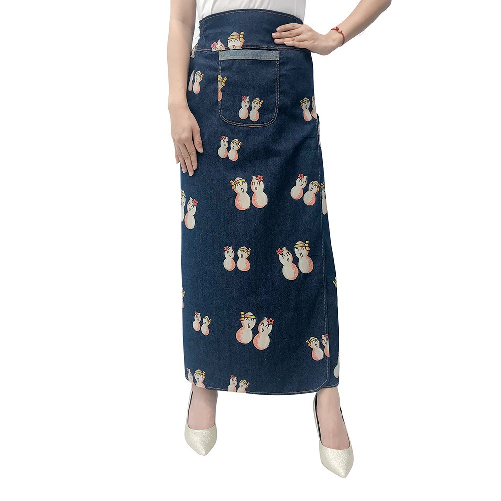 váy chống nắng jean hoa văn xẻ trước cố định bằng khuy VJXT0049-VCN