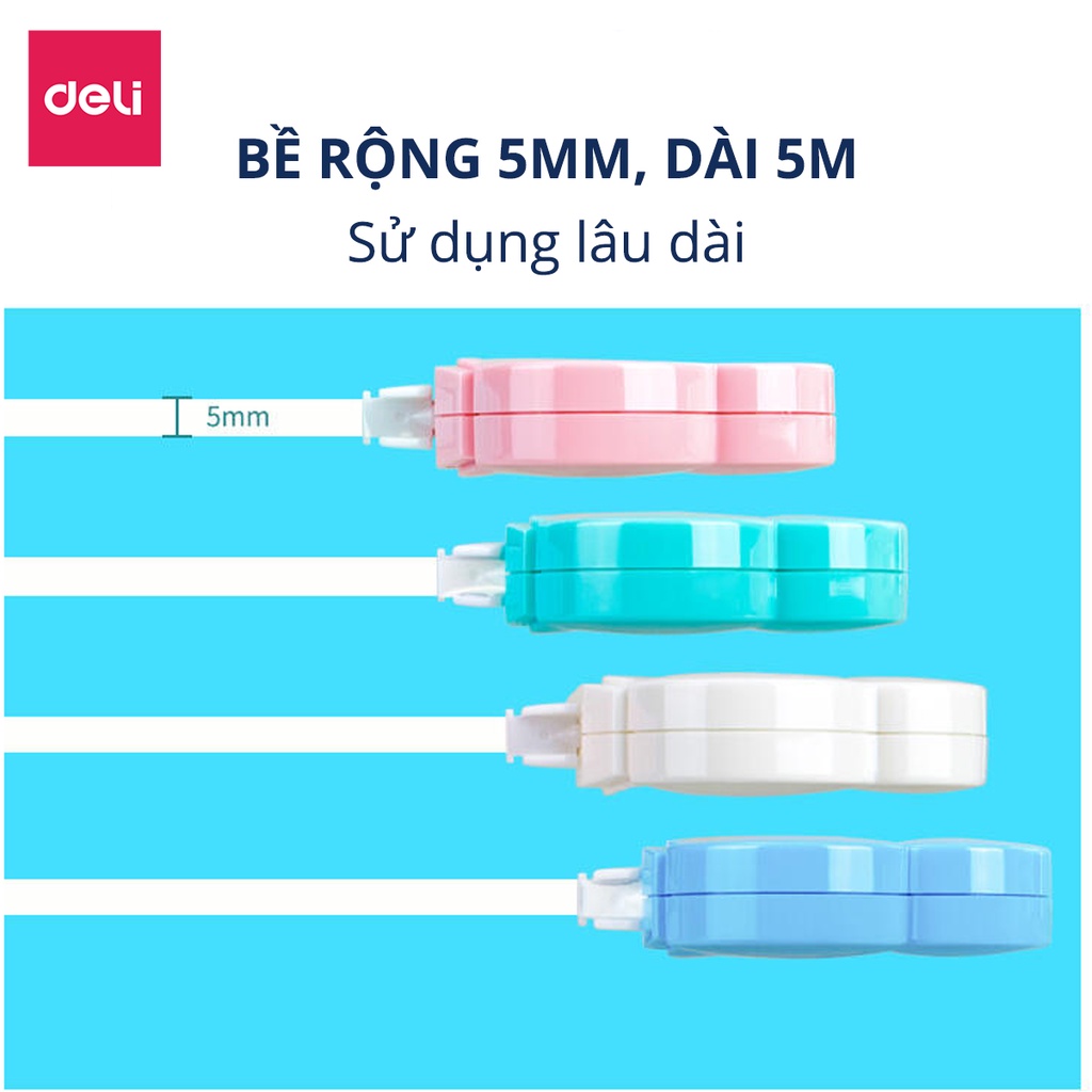 Băng xóa đám mây ngộ nghĩnh Deli - Băng xóa dài 5m - tiện lợi và nhỏ gọn - 8154