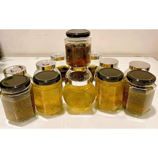 Hũ Thủy Tinh Lục Giác Đựng Mật Ong, Gia Vị 200ml (180ml)