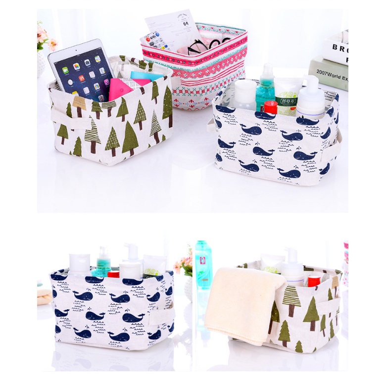 Túi Vải Đựng Phụ Kiện Hình Chữ Nhật Nhiều Họa Tiết Dễ Thương