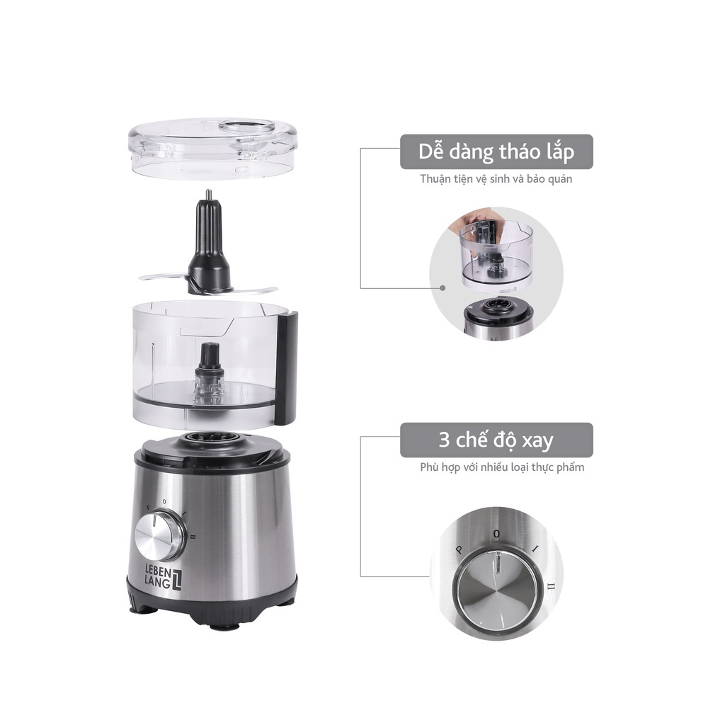 Máy Xay Thịt Đa Năng Cao Cấp Lebenlang Hãng Đức - Công Suất 400W - Dung Tích Cối Xay 500ml - Bảo Hành 2 Năm -  LBMF8906