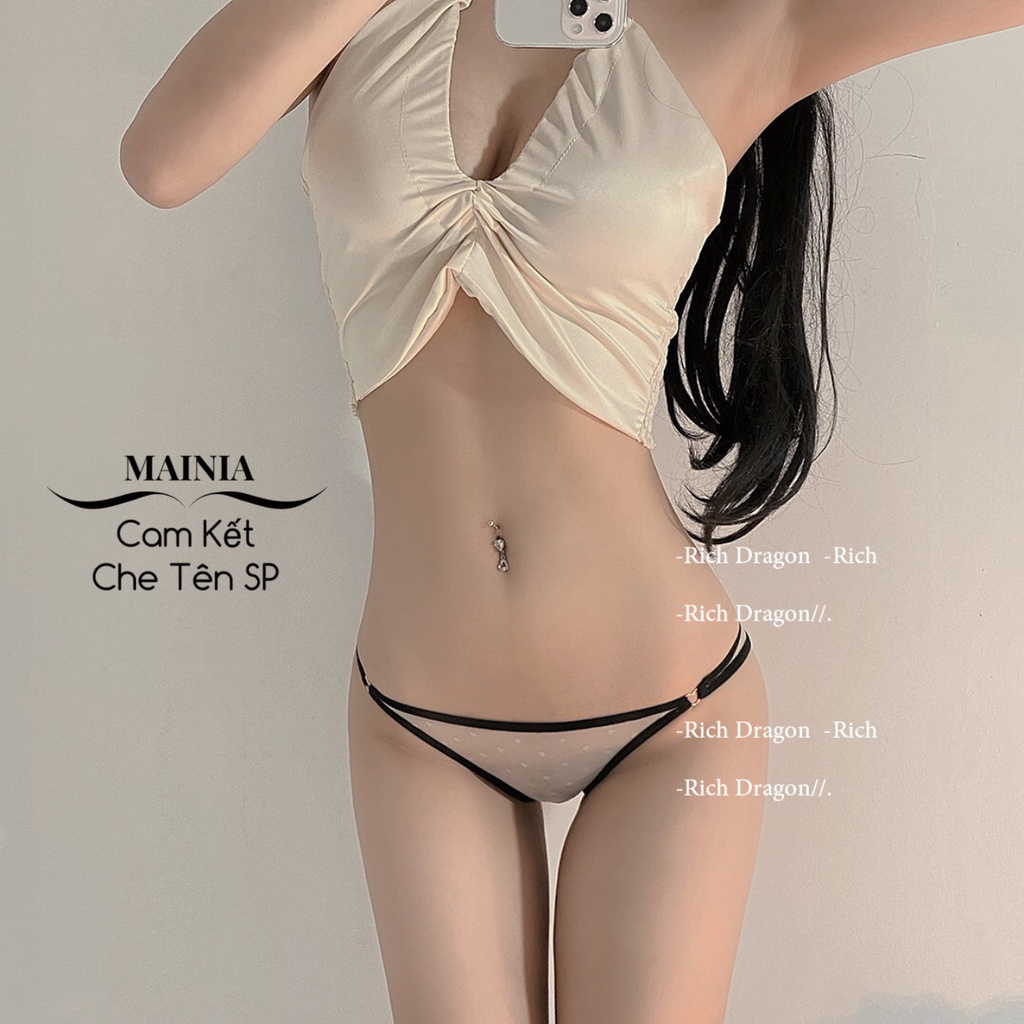 Quần Lót Ren Nữ Chấm Bi Khoen Tim Hai Bên Hông Phối Viền Màu Chíp Ren Xinh Xắn Dễ Thương Mainia Shop