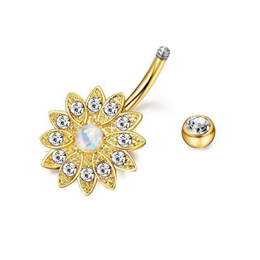 Set 3 Khuyên Rốn Hình Hoa Đính Đá Nhân Tạo Thời Trang