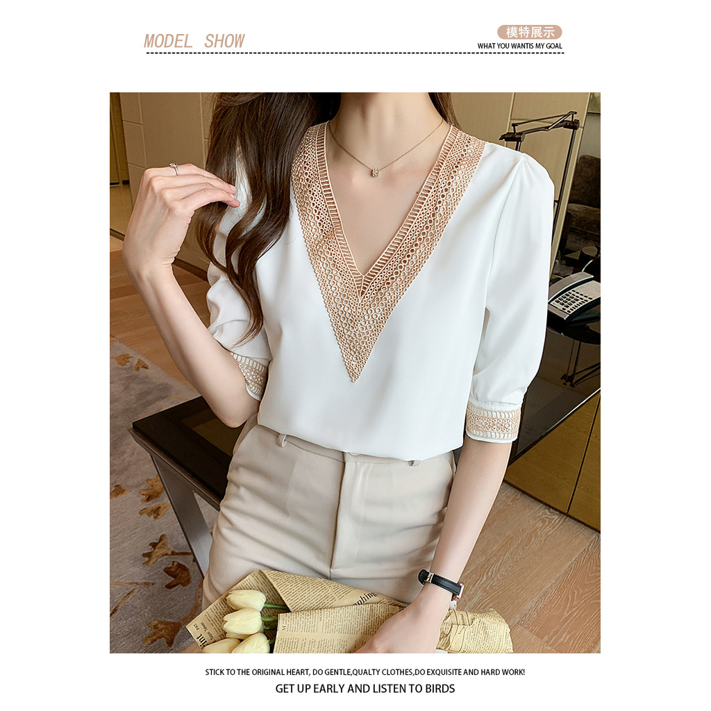 Áo Nữ Tay Ngắn Cổ Chữ V Thời Trang Quyến Rũ | BigBuy360 - bigbuy360.vn