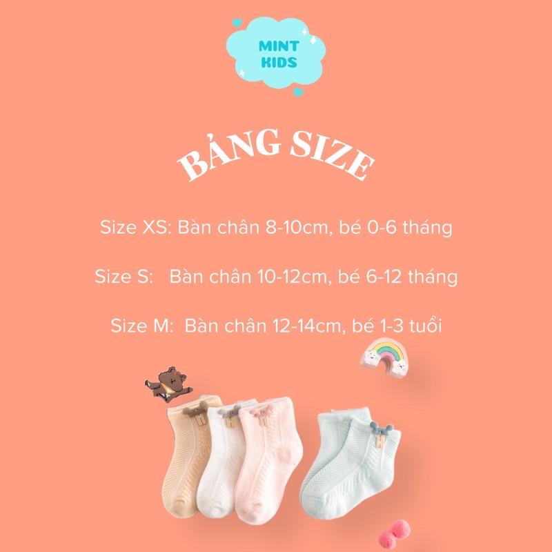 Tất lưới gấu thỏ cotton mềm mại cho bé sơ sinh đến 3 tuổi