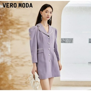 Đầm tím cổ vest tay phồng Vero Moda
