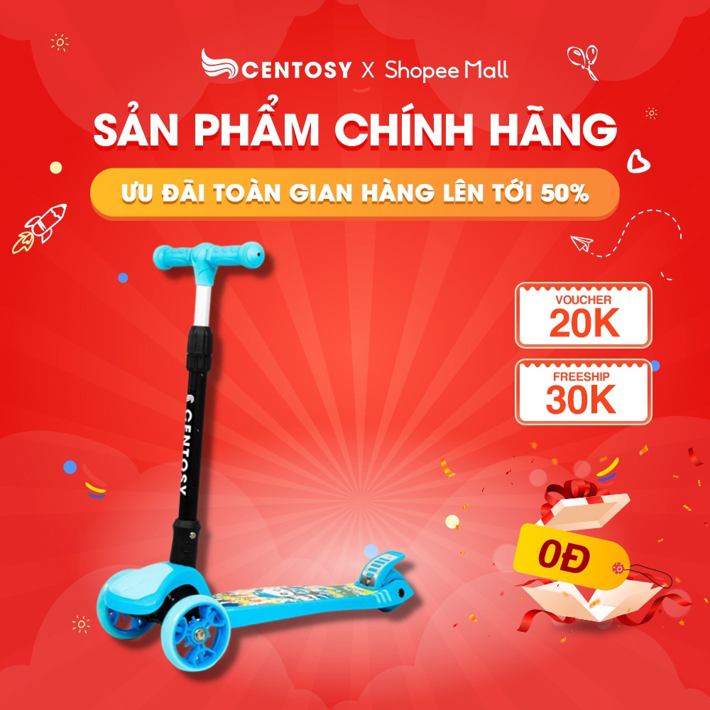 Xe Trượt Scooter Trẻ Em Cao Cấp - Centosy MHBC 017C - Có Đèn Nháy, Màu Sắc Nổi Bật, Gấp Gọn Tiện Lợi