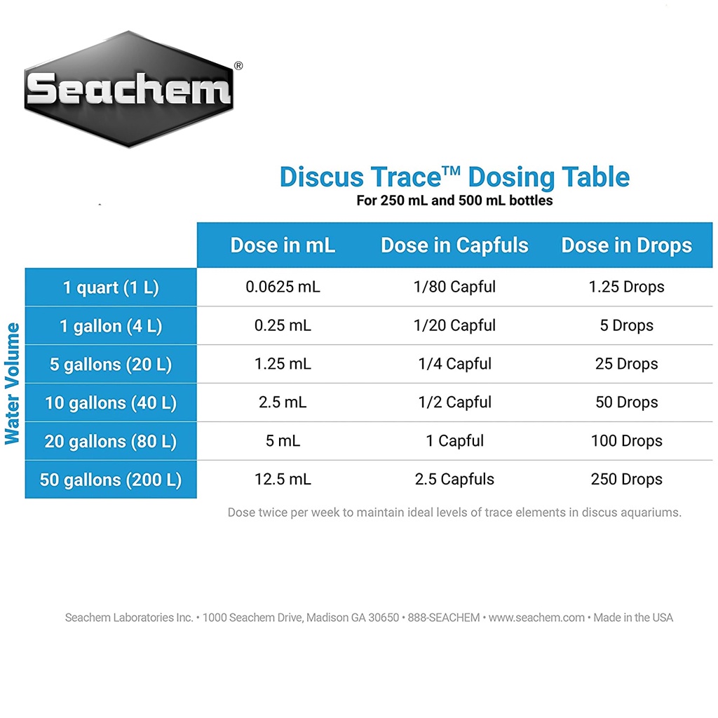 Dung dịch Seachem - Discus Trace bổ sung khoáng chất và các nguyên tố vi lượng cho cá Dĩa thủy sinh - Chai 250 ml