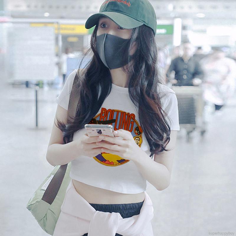 Áo Crop Top Nữ Tay Ngắn Phong Cách Hàn Quốc