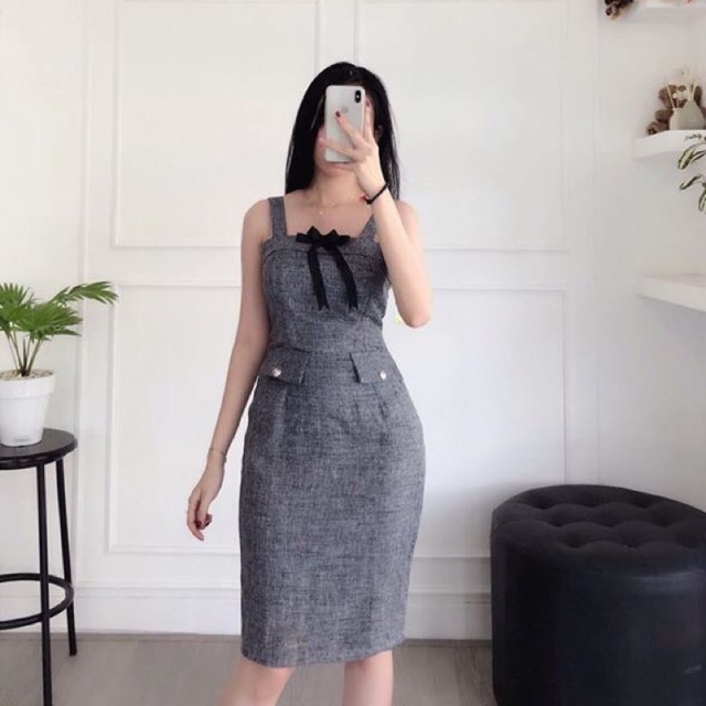 Đầm body bố hai dây
