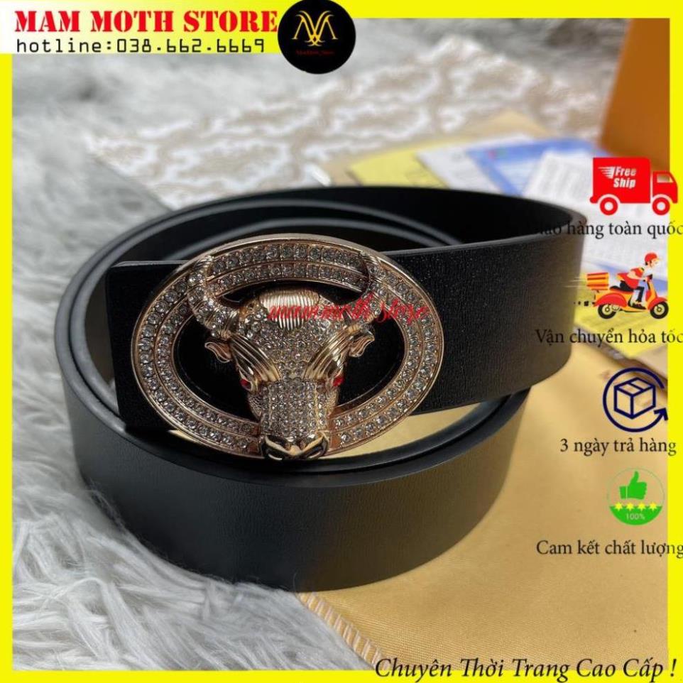 Dây lưng nam, dây nịt mặt đầu trâu đính đá cao cấp, dây thắt lưng da bò T32 shop MamMoth Store ! Đẹp