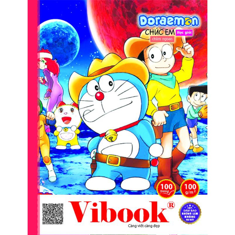 Lốc 5 Tập Vibook Doraemon 4 ô ly - Mẫu Ngẫu Nhiên (96 Trang - Đl 100Gsm)