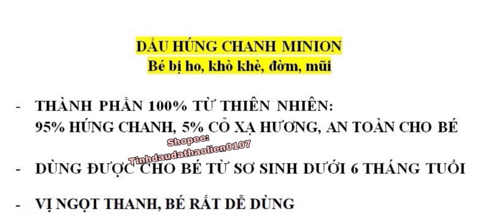 Dầu húng chanh minion từ thiên nhiên cho bé đánh bay ho, khò khè